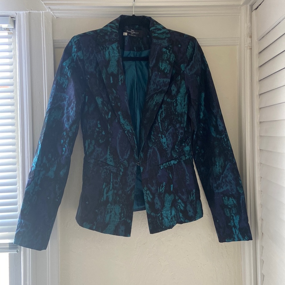 Tall Paperdolls ASOS Blue Marble Jacquard Blazer